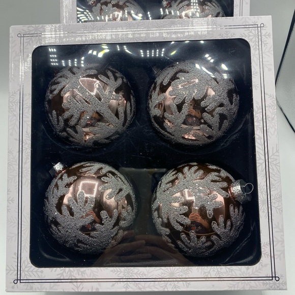 Beekman Home Glass Embellished Christmas Ornaments Rose Gold 2 Boxes 8 Ornaments - Picture 3 of 6